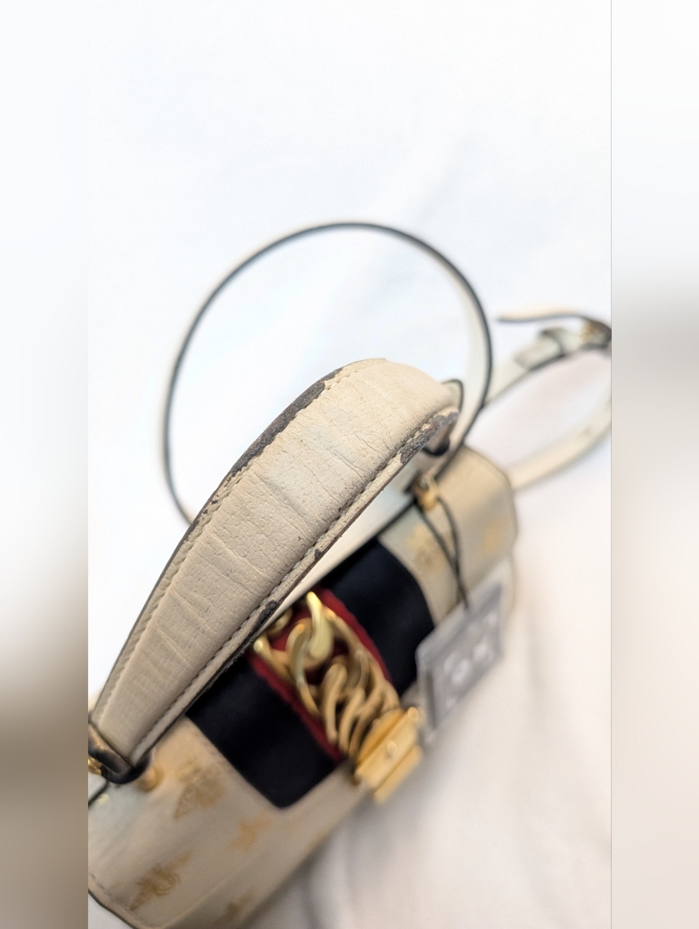 GUCCI Sylvie Sherry Line Bee Star 2Way Leather Handbag Shoulder Bag off White  - Picture 5 of 15